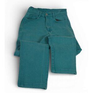 Jordache Vintage Teal Green High Waist Jeans Size 36 Straight Leg Denim Pants